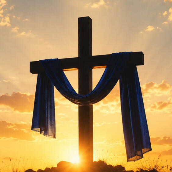 Kingdom Family Fellowship Logo Gold and Blue Kingdom Family Fellowship Logo with a gold cross in the upper right corner.